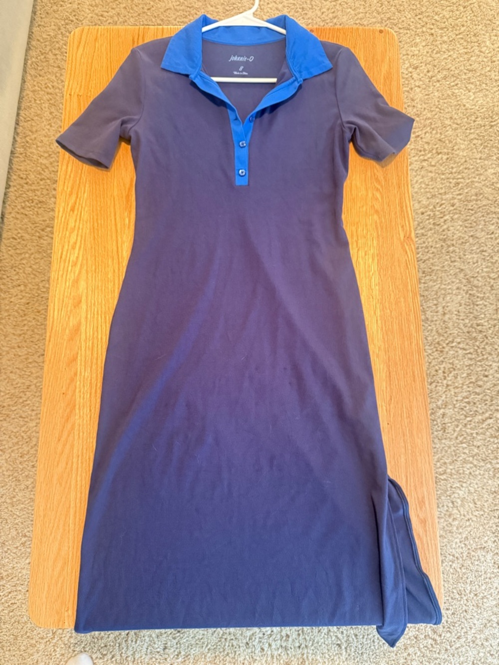Johnnie-O Navy Polo Midi Dress Size 8 Blue Collar Athletic Stretch